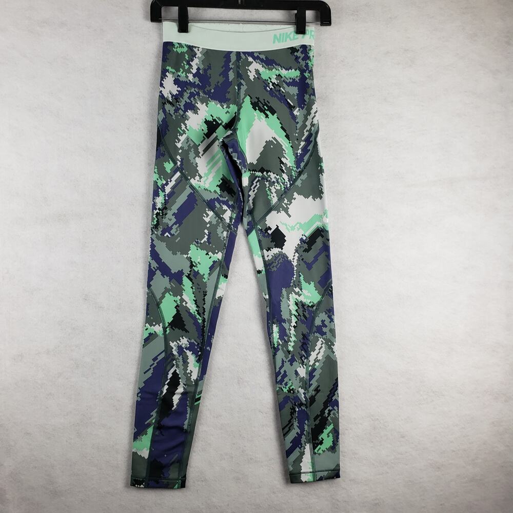 Nike Women's S Pro Hyperwarm Leggings‎ Gray Mint Digital Camo Athletic Workout